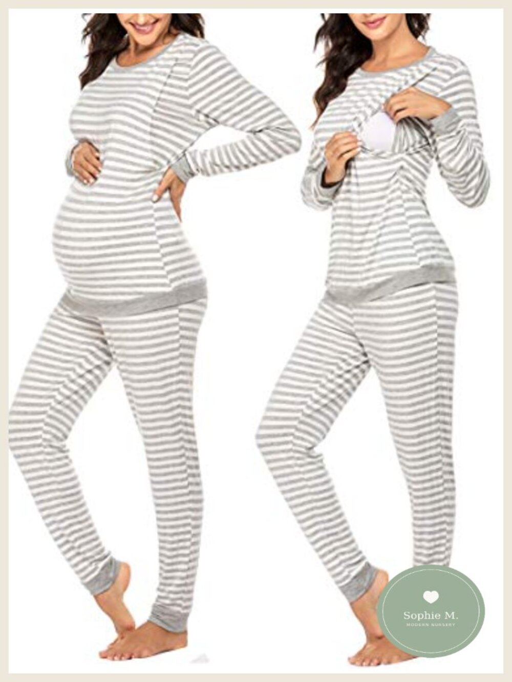 Nursing Pajama Set Long Sleeve Thermal Underwear Adjustable Waist